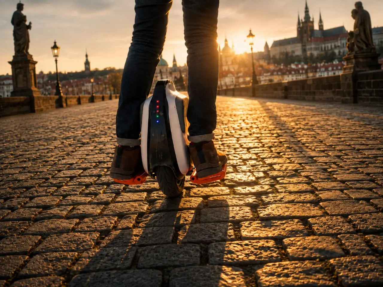 Rider on an electric unicycle with next-generation suspension